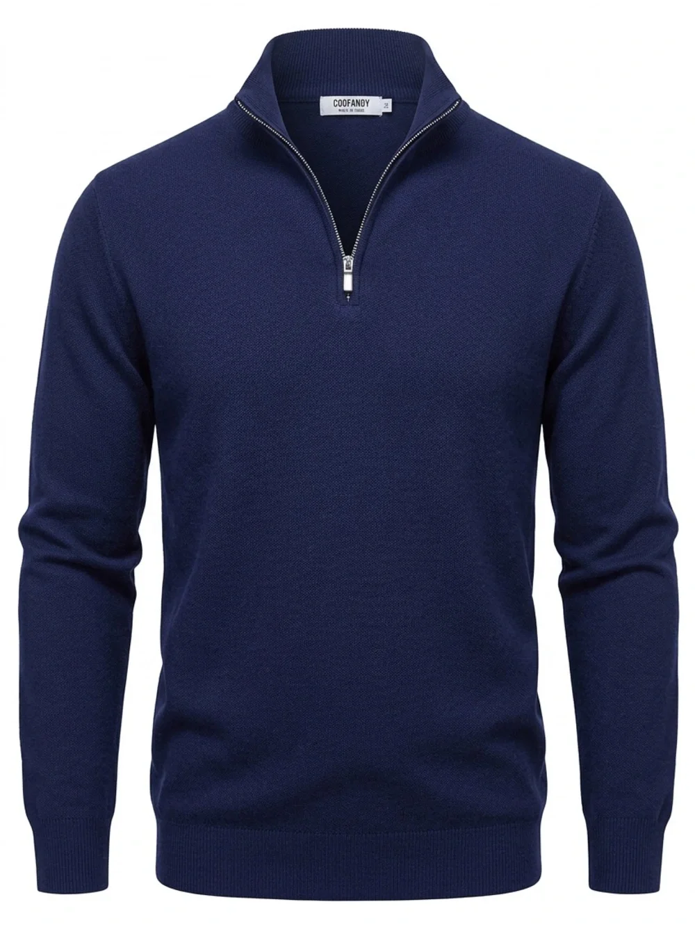 Coofandy Men's Navy Quarter-Zip Knit Sweater